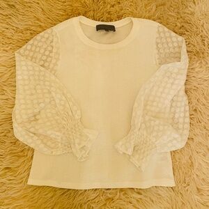 Sunday in Brooklyn white long sleeve blouse with sheer sleeves